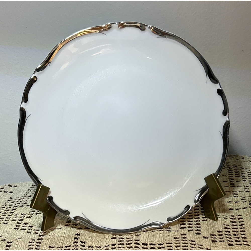 Harmony House Starlight 7-5/8" Salad Plate Platinum Trim. Fine China Hand Paint